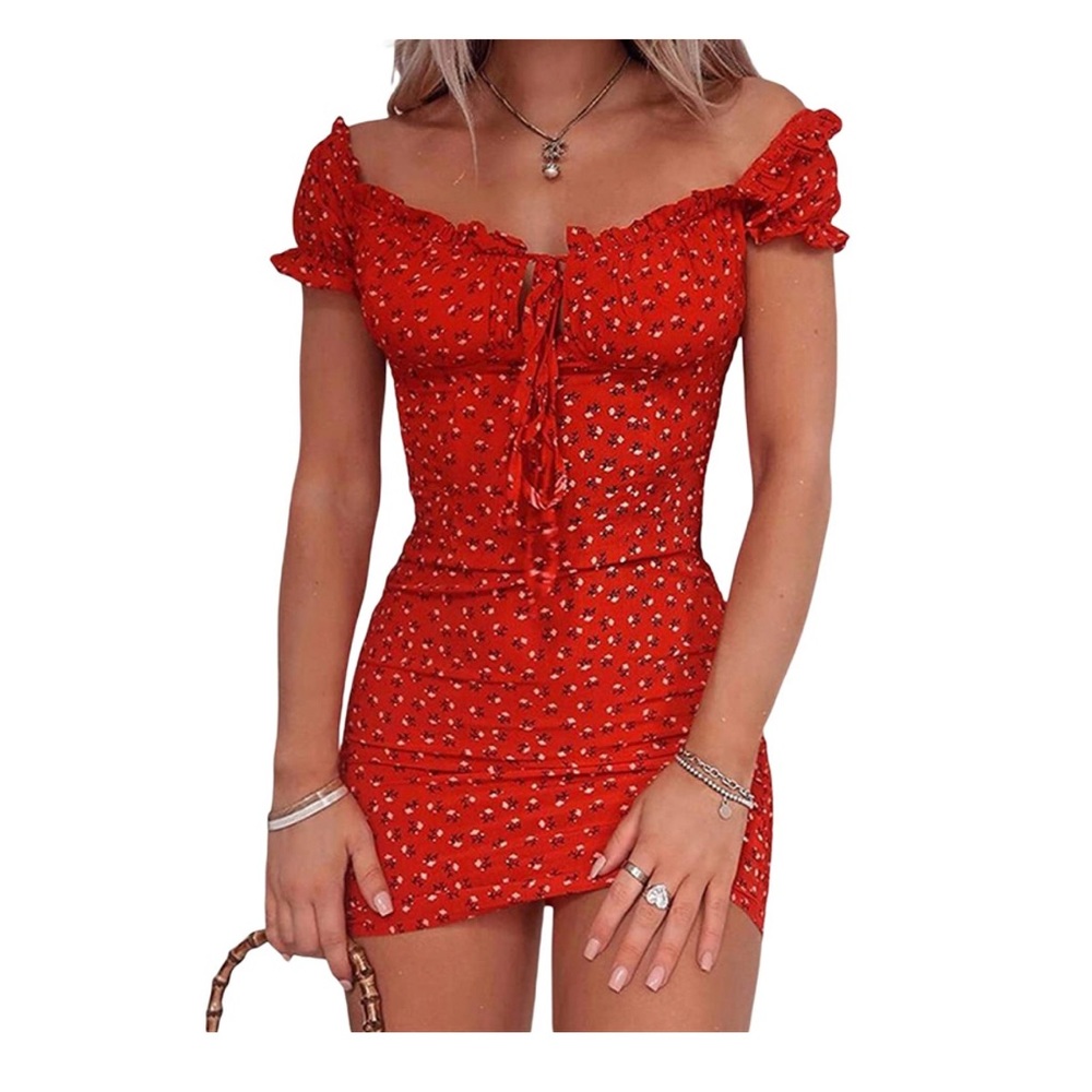 Red off the shoulder Summer Dress